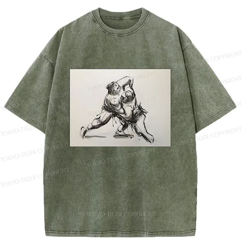 Tokyo-Tiger Sumo Sketch Washed T-Shirt
