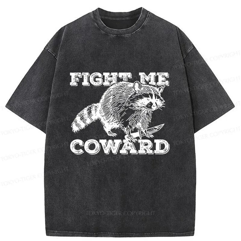 Tokyo-Tiger Raccoon With A Knife Washed T-Shirt