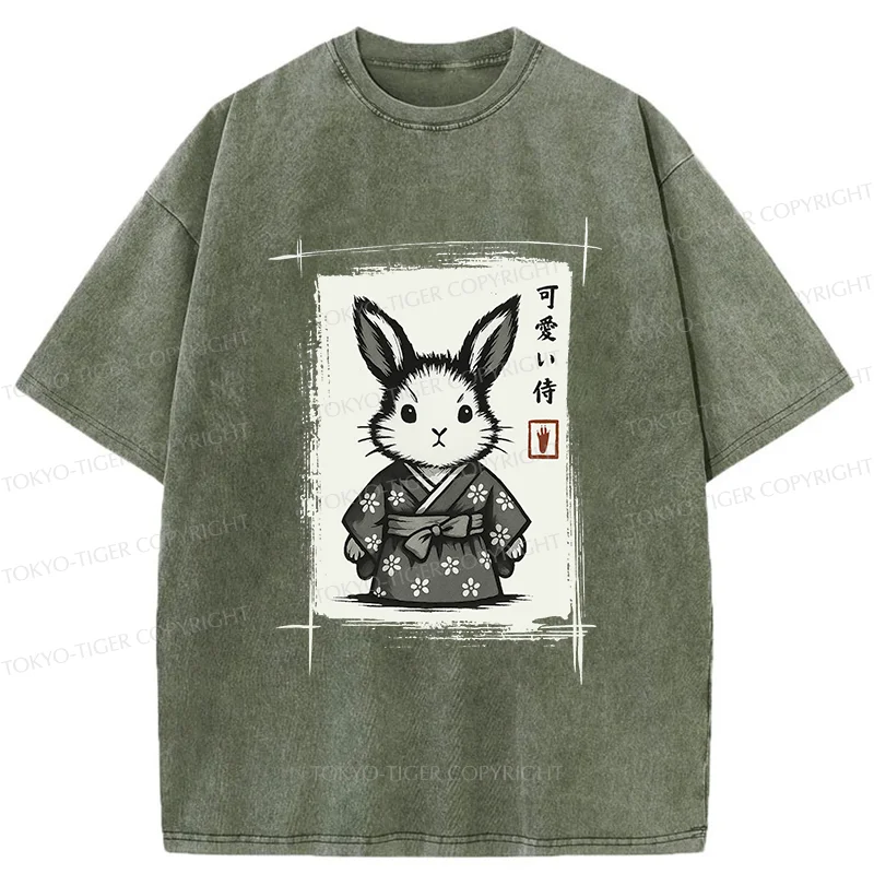 Tokyo-Tiger Woodcut Bunny Washed T-Shirt