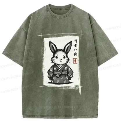 Tokyo-Tiger Woodcut Bunny Washed T-Shirt