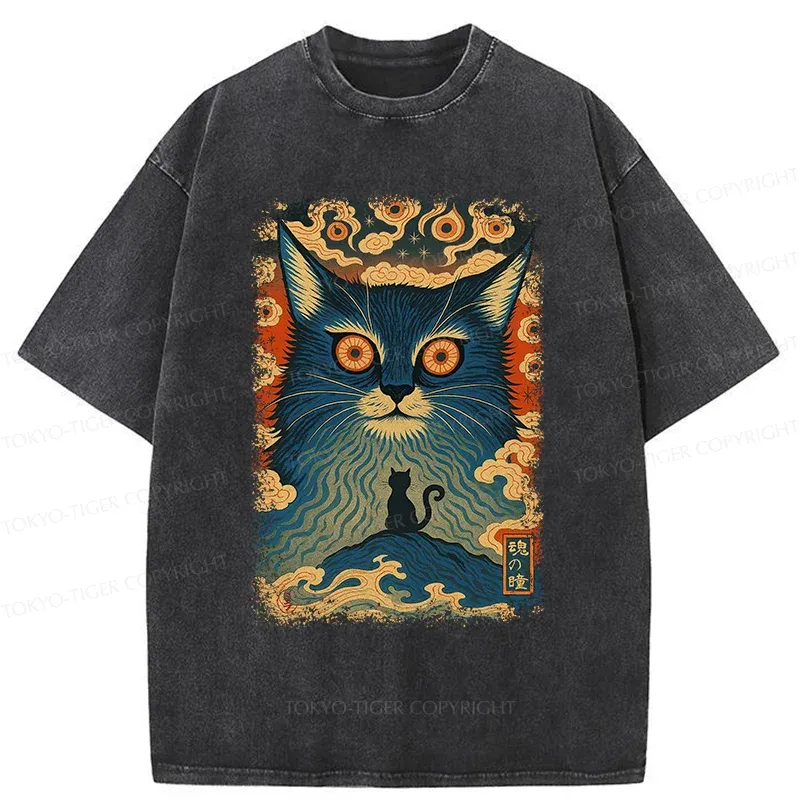 Tokyo-Tiger Eye Of The Soul-cat Washed T-Shirt