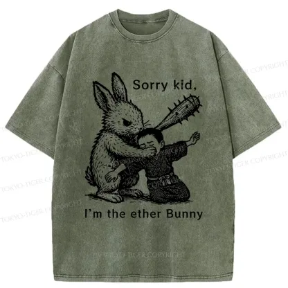 Tokyo-Tiger Bad Rabbit Funny Washed T-Shirt
