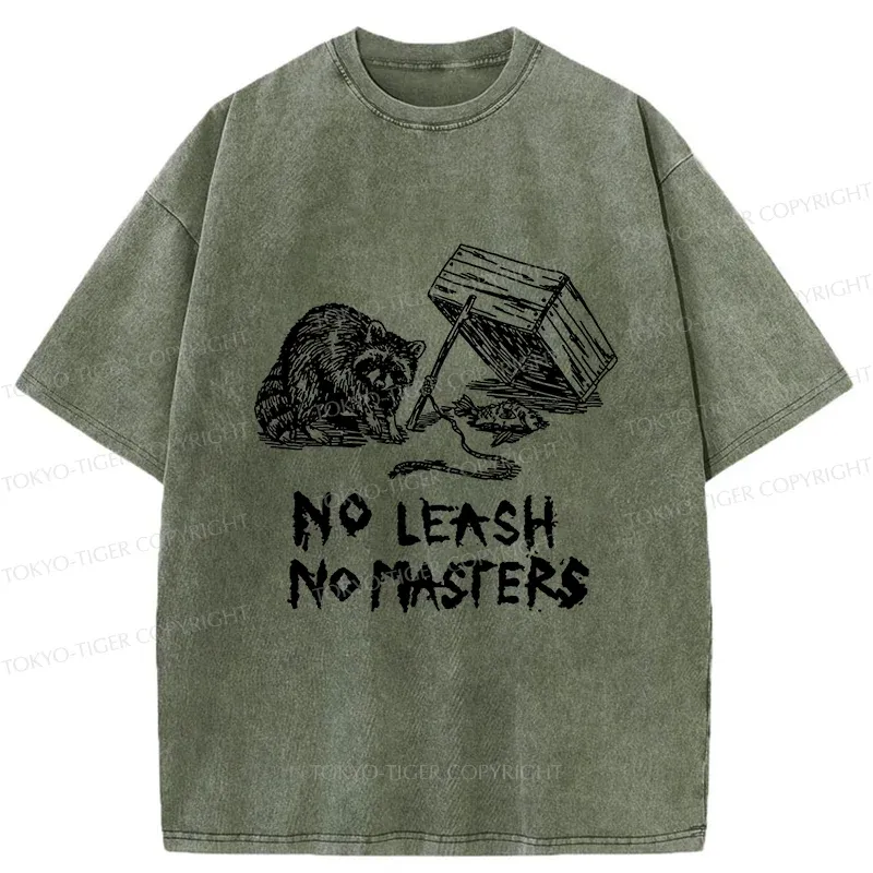 Tokyo-Tiger Raccoon Waiting For Prey Washed T-Shirt