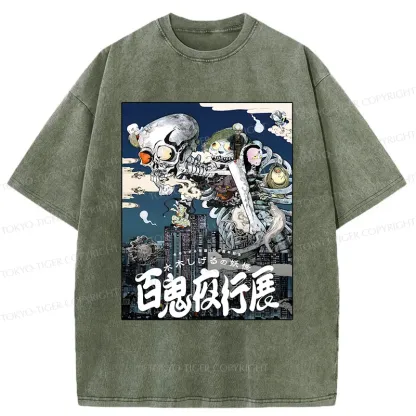 Tokyo-Tiger Japan Hundred Demons Exhibition Washed T-Shirt