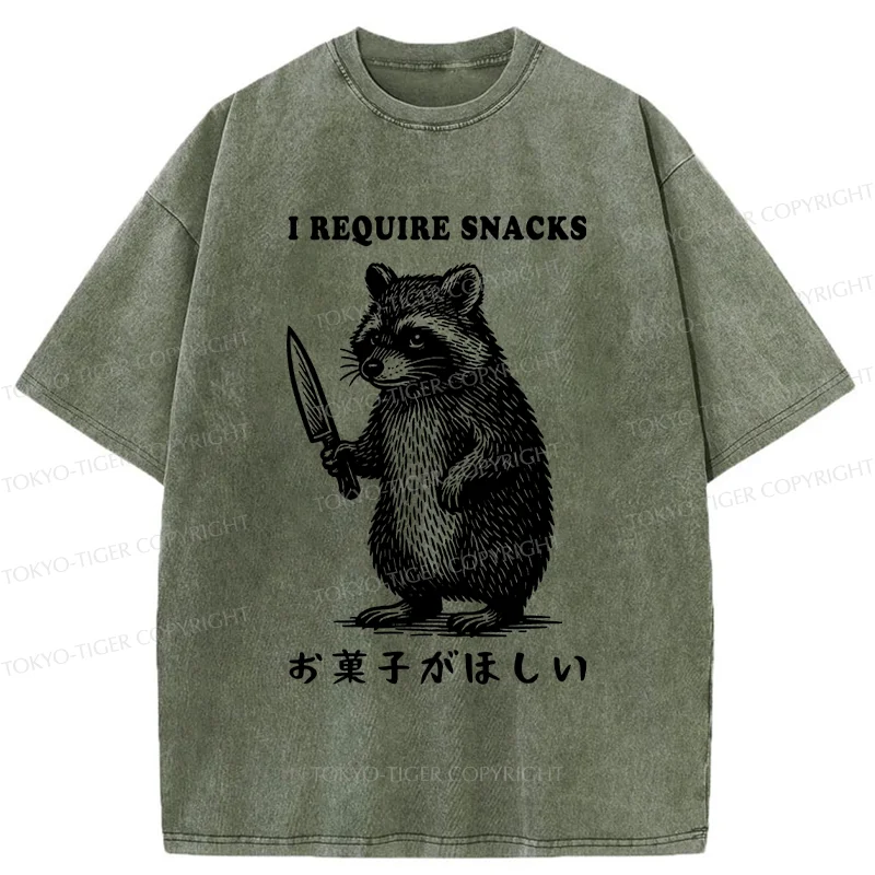 Tokyo-Tiger Raccoon Needs Candy Washed T-Shirt