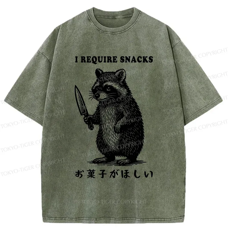 Tokyo-Tiger Raccoon Needs Candy Washed T-Shirt