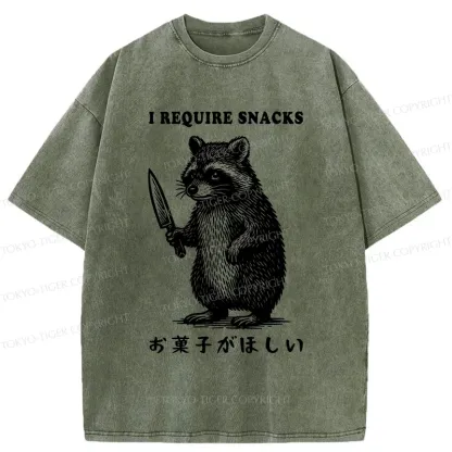 Tokyo-Tiger Raccoon Needs Candy Washed T-Shirt