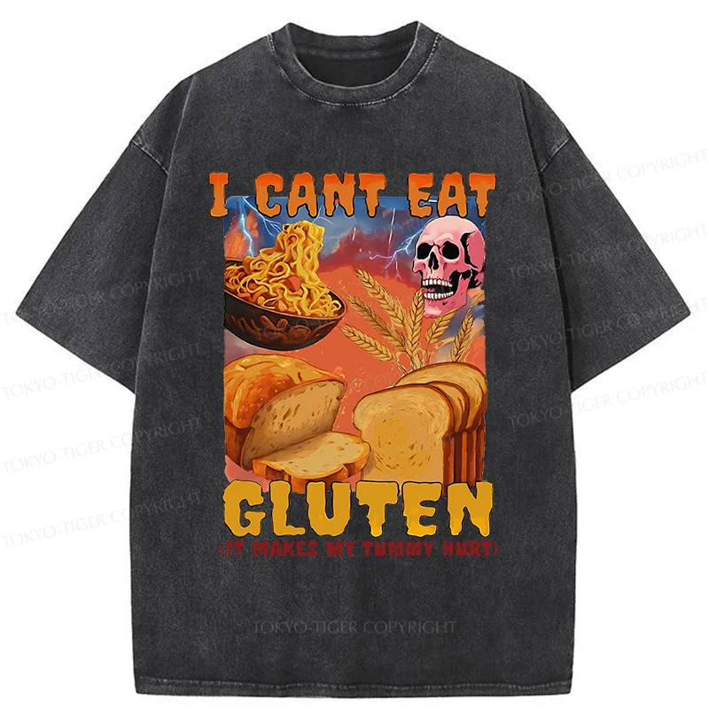 Tokyo-Tiger I Can't Eat Gluten Washed T-Shirt