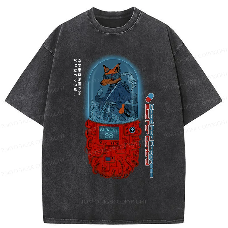 Tokyo-Tiger Fox Samurai Washed T-Shirt