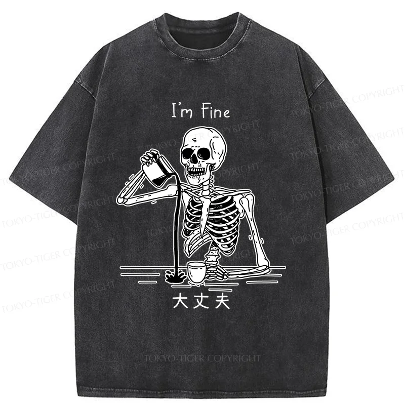 Tokyo-Tiger Restless Skeleton Washed T-Shirt