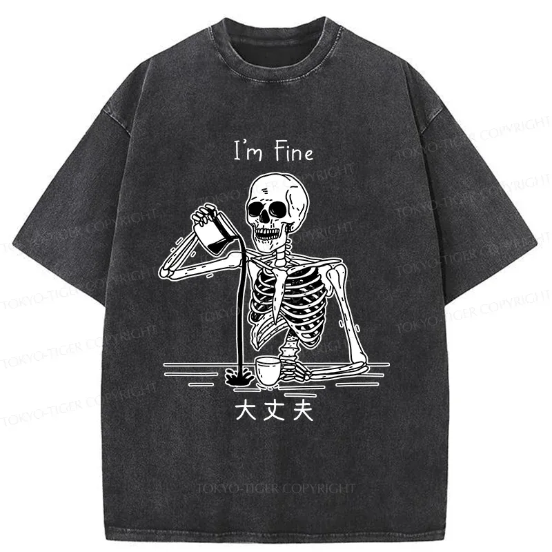 Tokyo-Tiger Restless Skeleton Washed T-Shirt