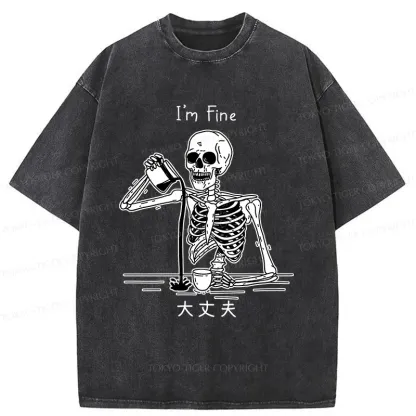 Tokyo-Tiger Restless Skeleton Washed T-Shirt