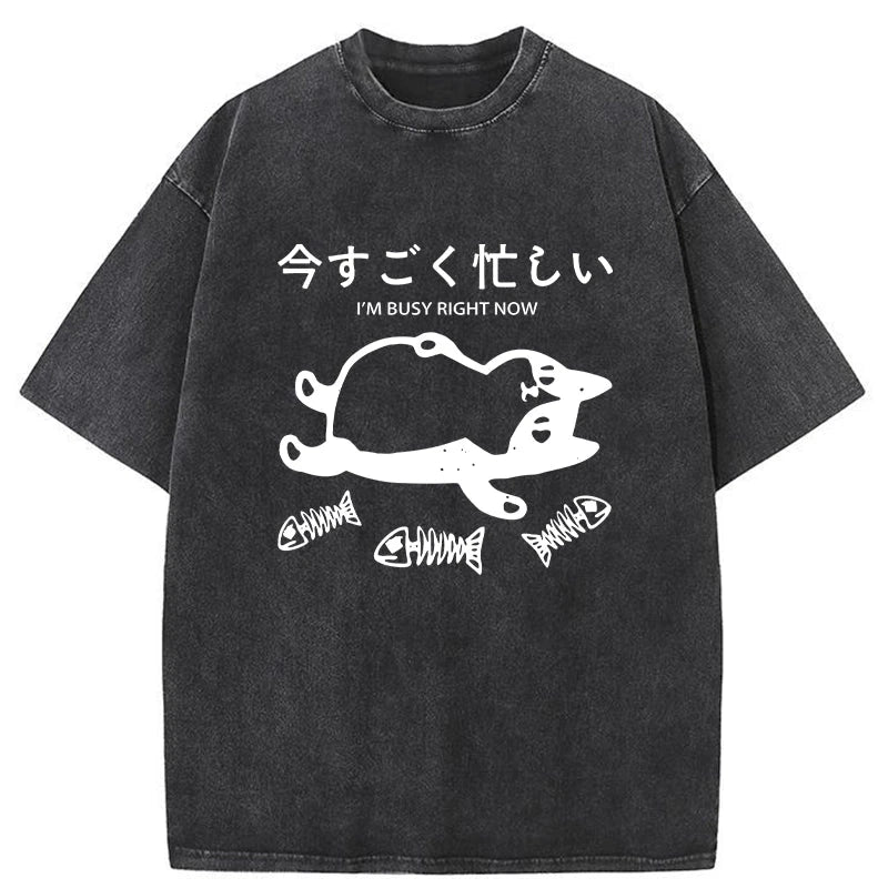 Tokyo-Tiger I'm Busy Right Now Washed T-Shirt