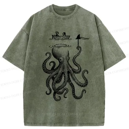 Tokyo-Tiger Octopus Disguised As Shark Washed T-Shirt