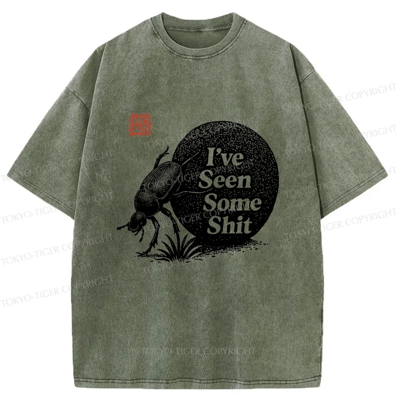 Tokyo-Tiger Funny Dung Beetle Washed T-Shirt