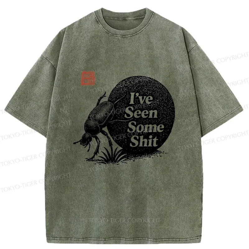 Tokyo-Tiger Funny Dung Beetle Washed T-Shirt