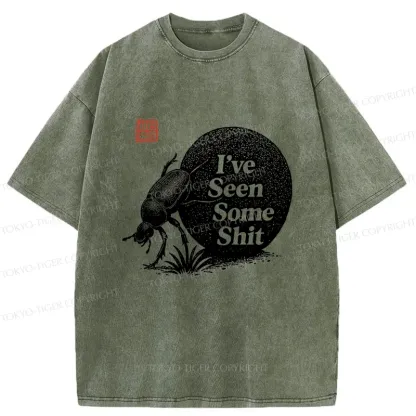 Tokyo-Tiger Funny Dung Beetle Washed T-Shirt