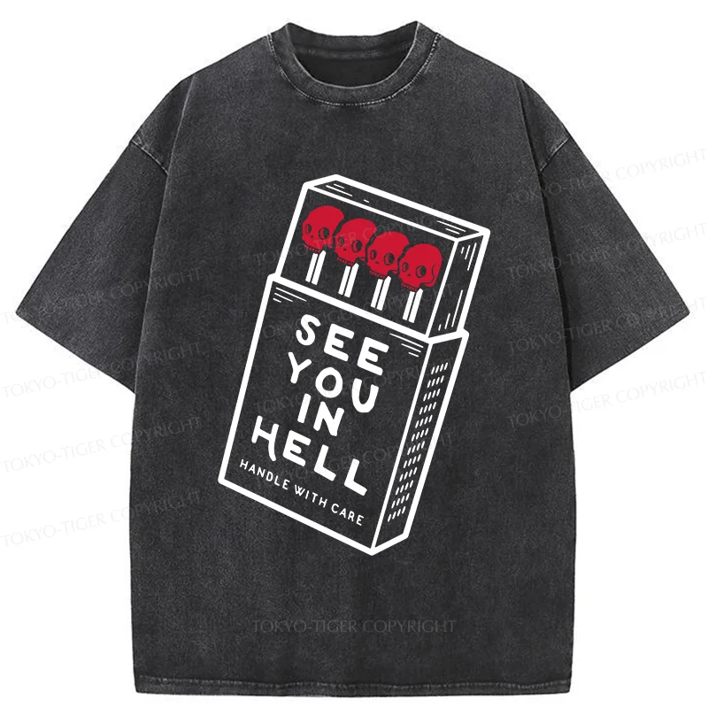 Tokyo-Tiger Skull In A Matchbox Washed T-Shirt