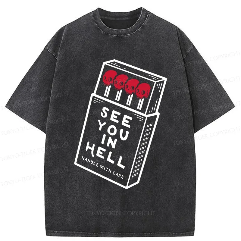 Tokyo-Tiger Skull In A Matchbox Washed T-Shirt