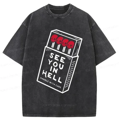 Tokyo-Tiger Skull In A Matchbox Washed T-Shirt