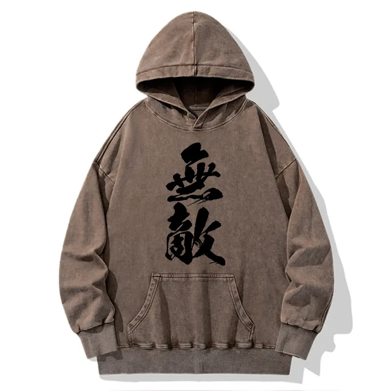 Tokyo-Tiger Invincible Japanese Kanji Washed Hoodie