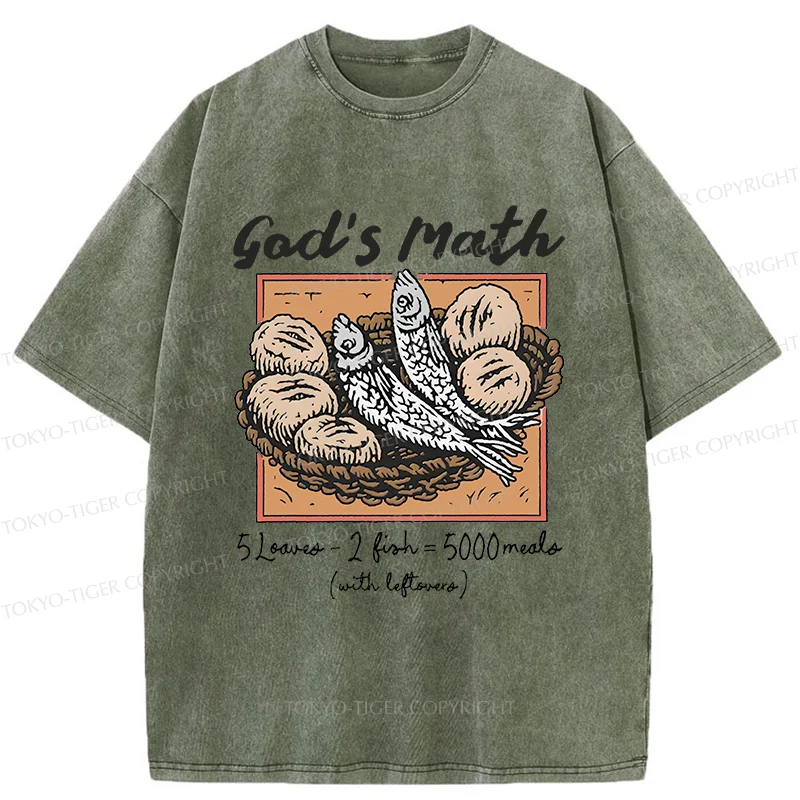 Tokyo-Tiger Five Loaves And Two Fishes Washed T-Shirt