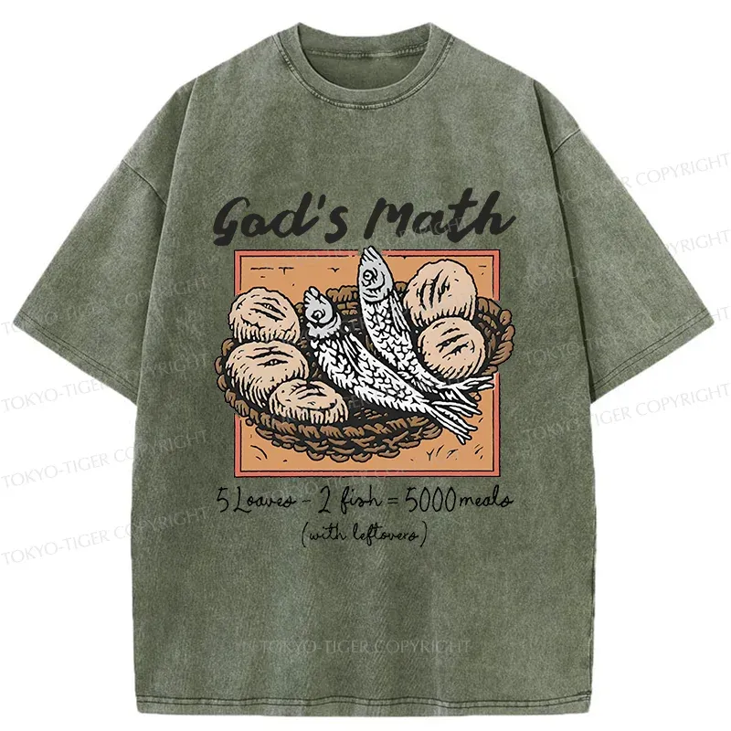 Tokyo-Tiger Five Loaves And Two Fishes Washed T-Shirt