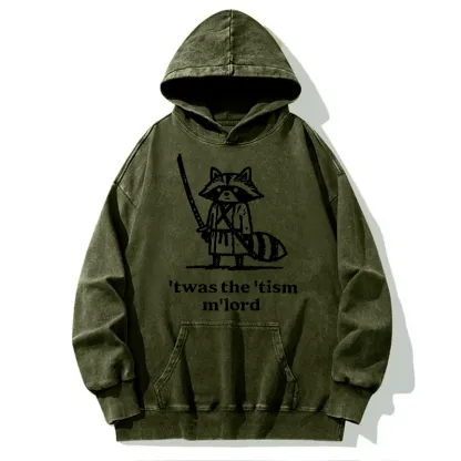 Tokyo-Tiger Focused Samurai Raccoon Washed Hoodie
