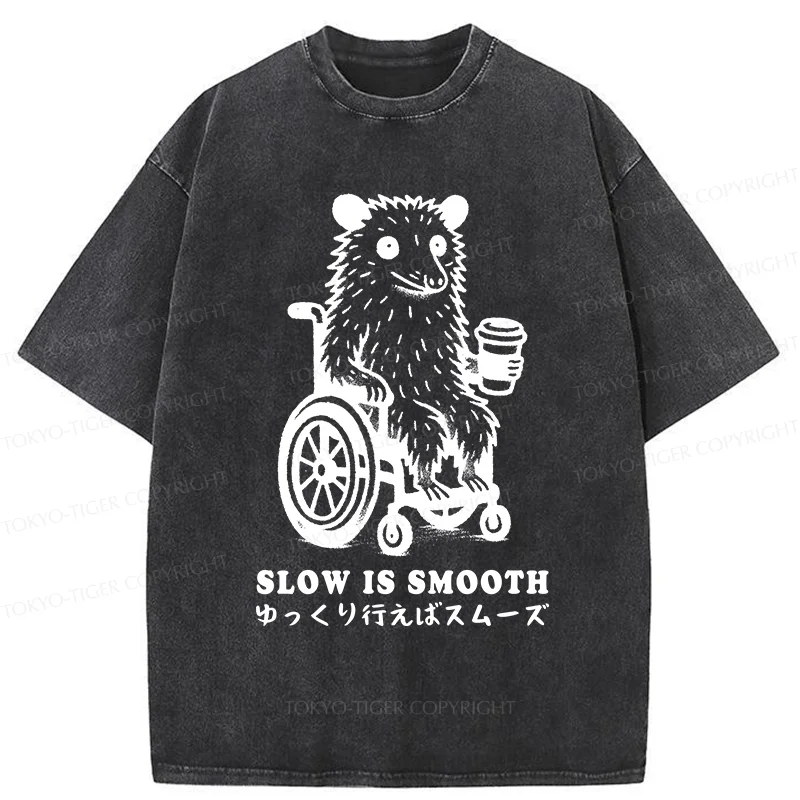 Tokyo-Tiger Possum In A Wheelchair Washed T-Shirt