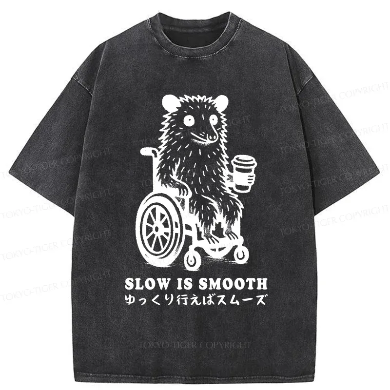 Tokyo-Tiger Possum In A Wheelchair Washed T-Shirt