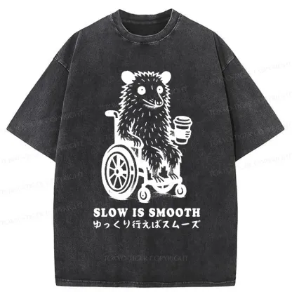 Tokyo-Tiger Possum In A Wheelchair Washed T-Shirt