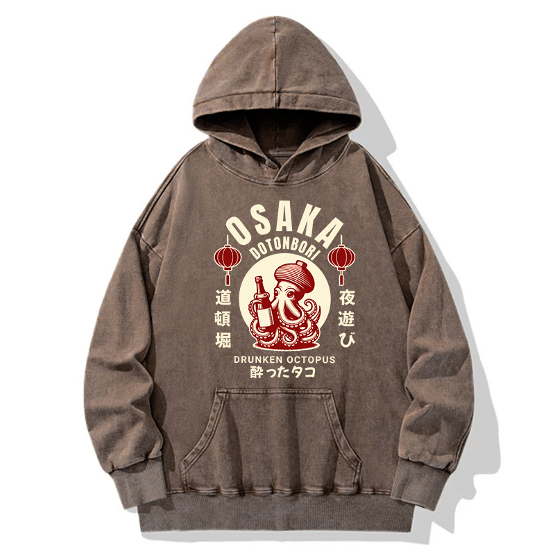 Tokyo-Tiger Retro Osaka Octopus Washed Hoodie