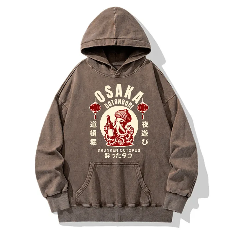 Tokyo-Tiger Retro Osaka Octopus Washed Hoodie