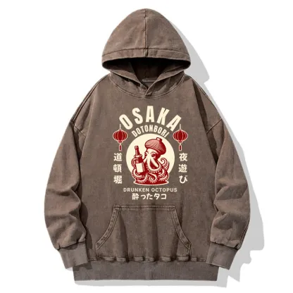 Tokyo-Tiger Retro Osaka Octopus Washed Hoodie