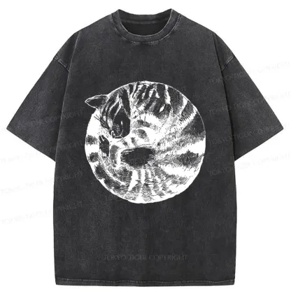 Tokyo-Tiger A Plate Of Cat Washed T-Shirt