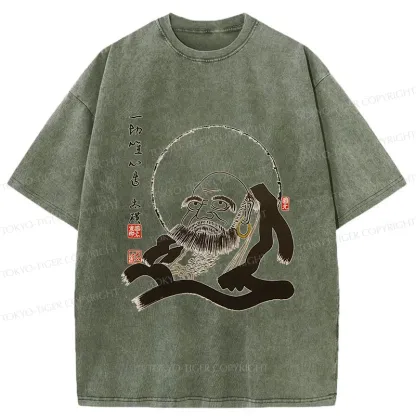 Tokyo-Tiger Funny Buddha Washed T-Shirt