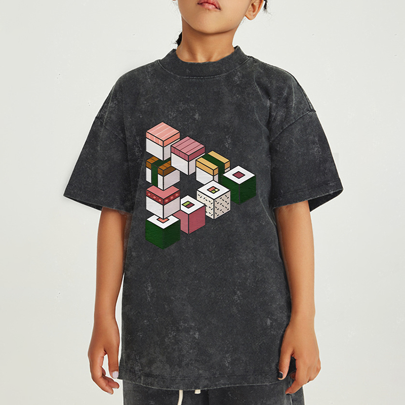 Tokyo-Tiger Infinite Loop Sushi Kids Washed T-Shirt