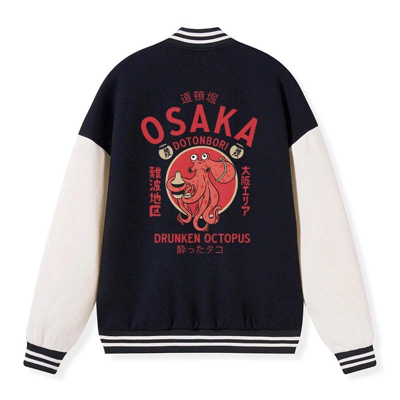 Tokyo-Tiger Drunken Octopus Japan Embroidery Varsity Jacket Sale