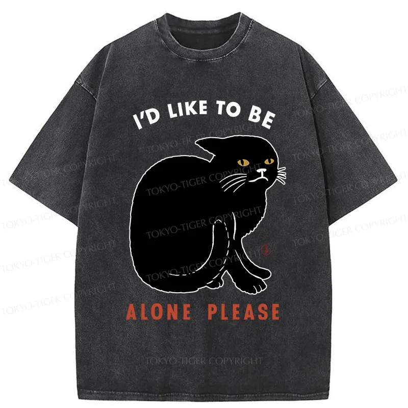 Tokyo-Tiger Cat Alone Japan Washed T-Shirt