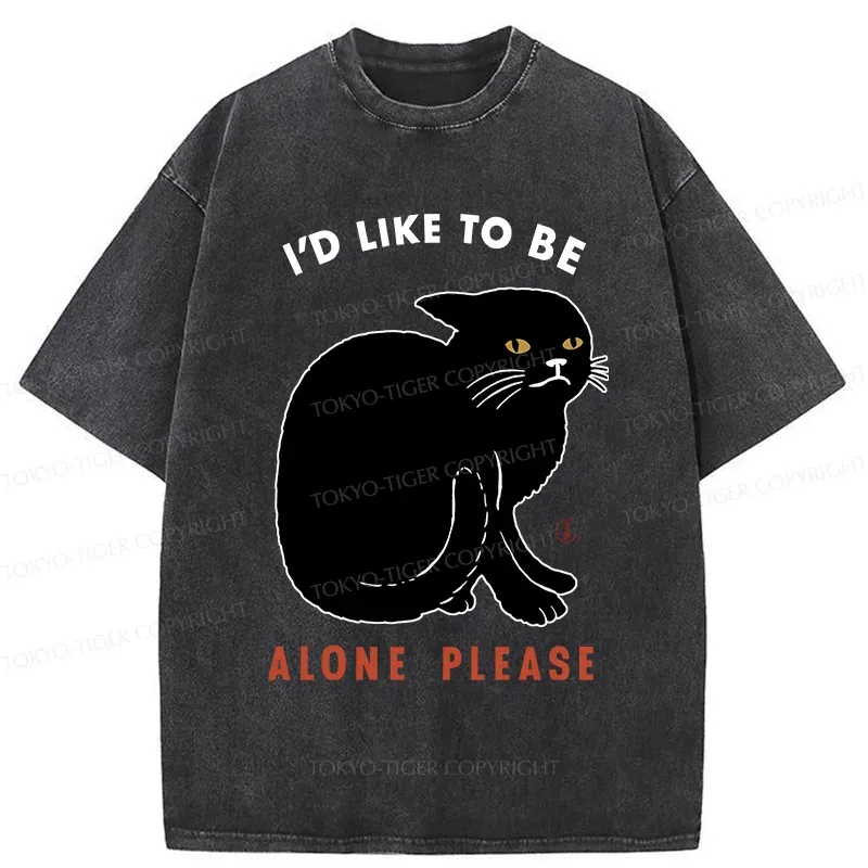 Tokyo-Tiger Cat Alone Japan Washed T-Shirt