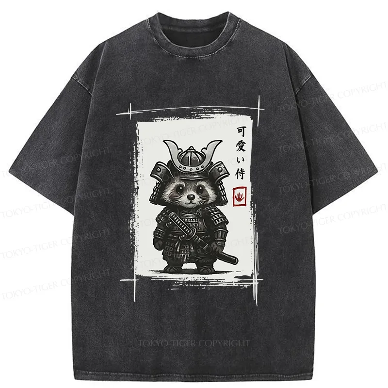 Tokyo-Tiger Samurai Baby Raccoon Washed T-Shirt