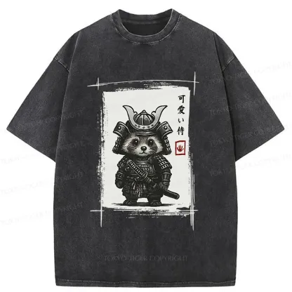 Tokyo-Tiger Samurai Baby Raccoon Washed T-Shirt