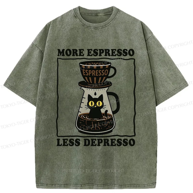 Tokyo-Tiger Cats And Coffee Washed T-Shirt