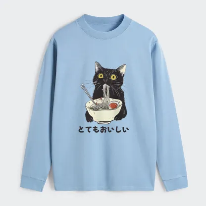 Tokyo-Tiger Cats Eat Ramen Noodles Classic Long Sleeve T-Shirt