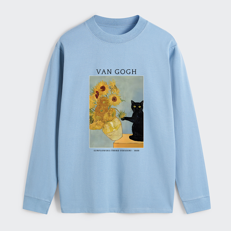 Tokyo-Tiger Black Cat With Sunflowers Classic Long Sleeve T-Shirt