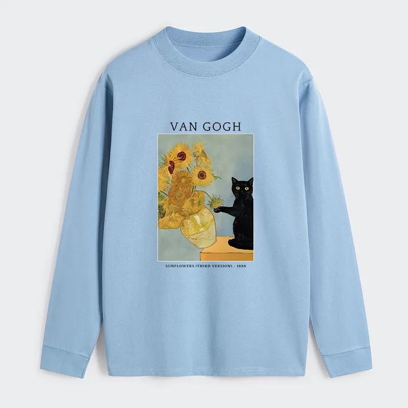 Tokyo-Tiger Black Cat With Sunflowers Classic Long Sleeve T-Shirt