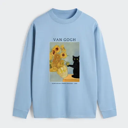 Tokyo-Tiger Black Cat With Sunflowers Classic Long Sleeve T-Shirt