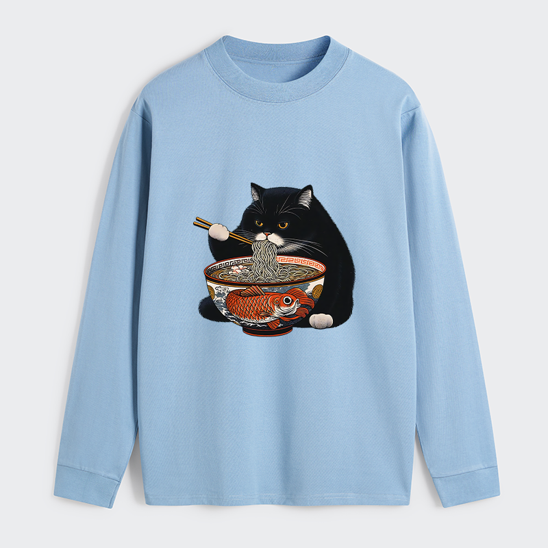 Tokyo-Tiger Fat Cat Eating Ramen Classic Long Sleeve T-Shirt