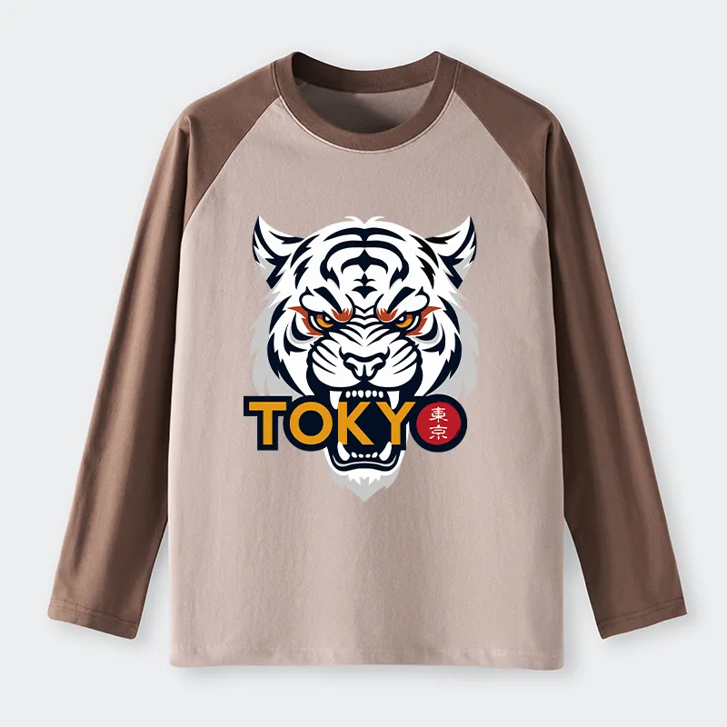 Tokyo-Tiger Logo Raglan long sleeve T-shirt