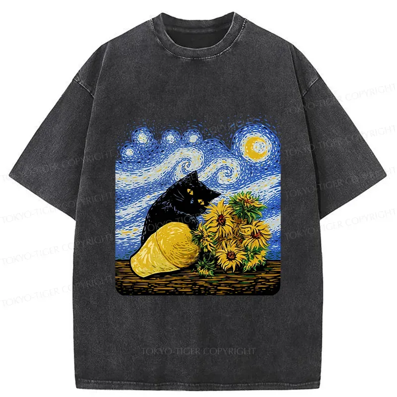 Tokyo-Tiger Cat Knocked Over The Vase Washed T-Shirt
